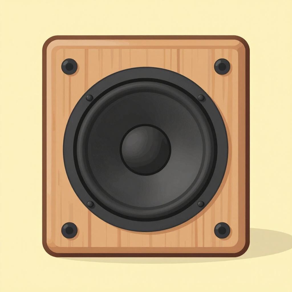 Une boîte de haut-parleur électronique rectangulaire moderne avec un grand haut-parleur circulaire.