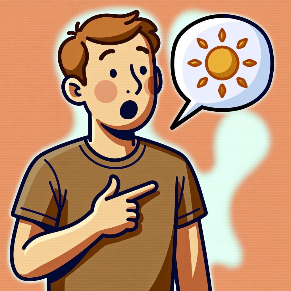 A person pointing to themselves with an open mouth, as if they have just spoken.