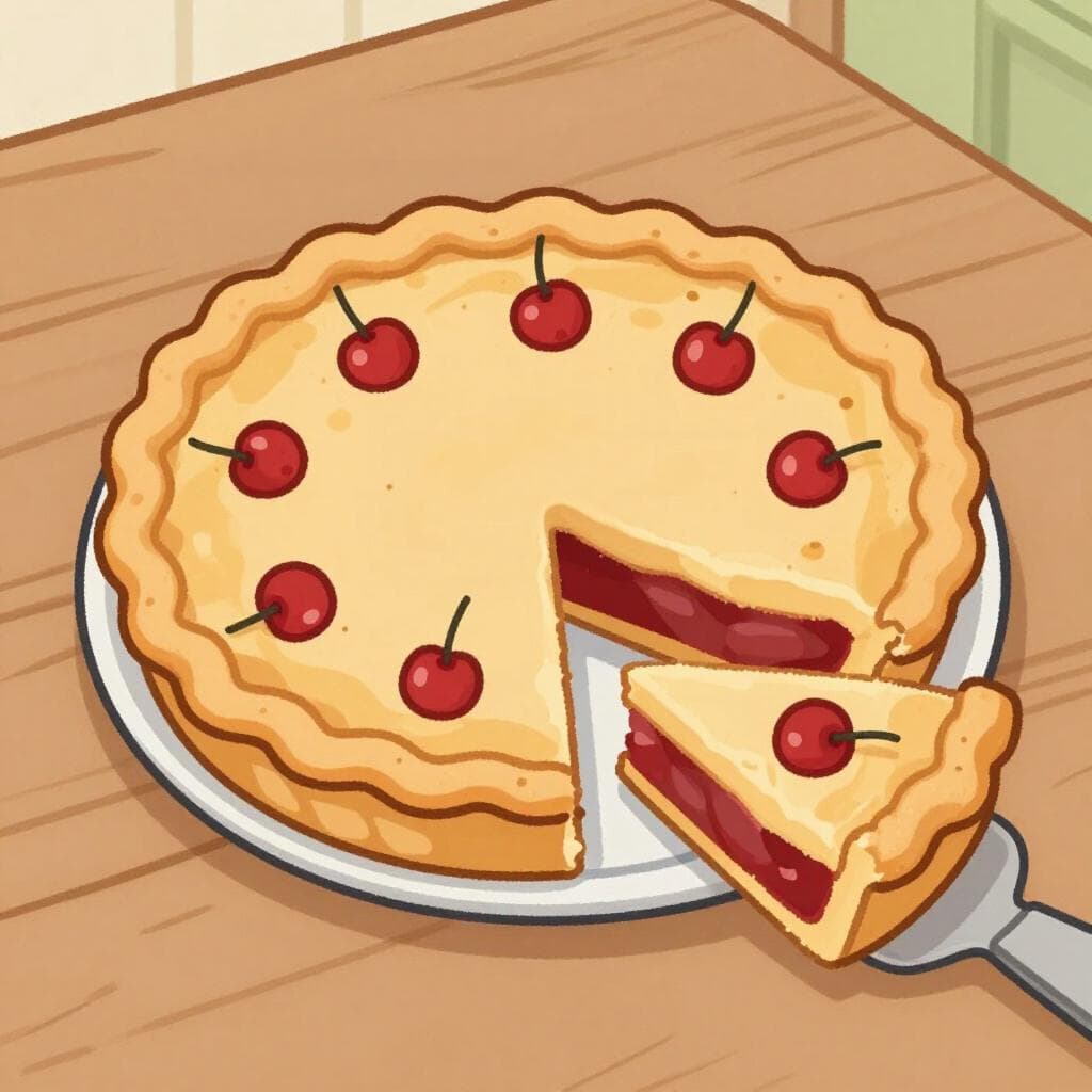 A round pie with exactly one-third slice separated from the rest.
