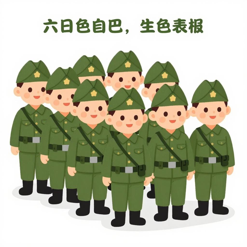 A row of several soldiers standing together in olive green uniforms.