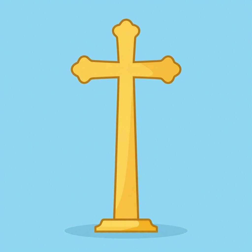 Uma cruz dourada ornamentada com três barras horizontais, representando a iconografia da Igreja Ortodoxa.