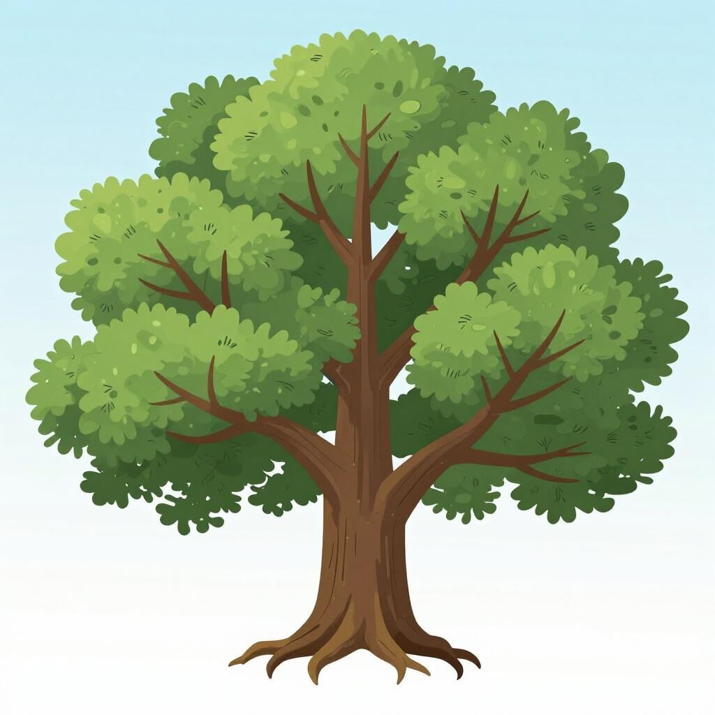 深く根を張り、多くの枝を持つ、大きくて丈夫な緑の木。家系を表している。