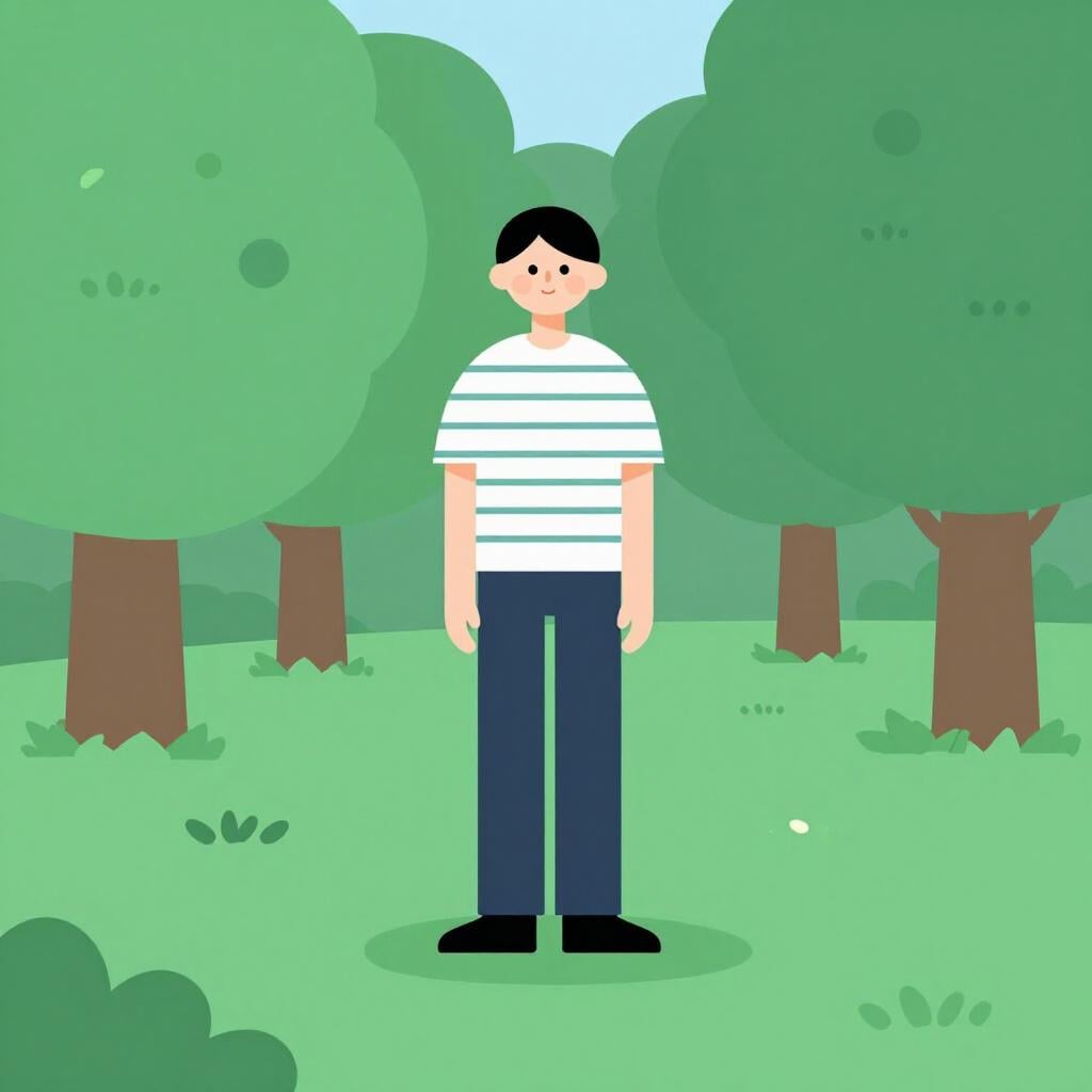 A very tall, thin person standing next to a wide tree to show their slender frame.
