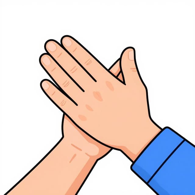 A close-up of two hands coming together to clap.