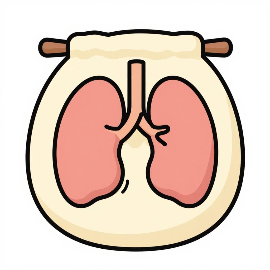 A simple anatomical illustration showing a pair of oval shapes within a protective sac, representing the male reproductive organ.