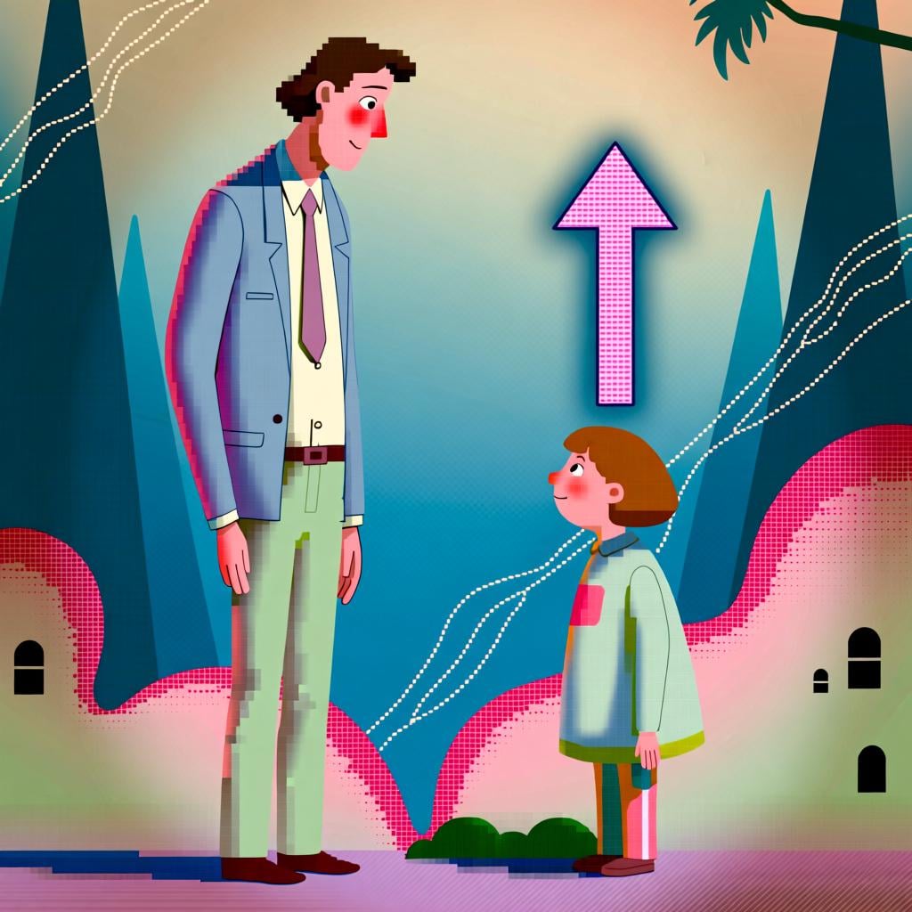 A tall person standing next to an even taller person, illustrating the idea of 'even' more.