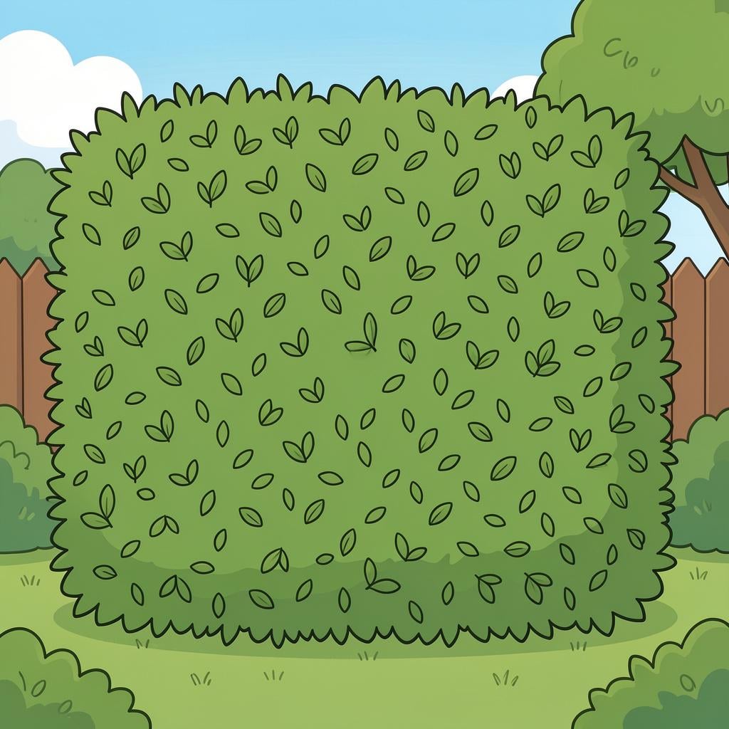 A dense wall of green trees and bushes acting as a natural screen in a garden.