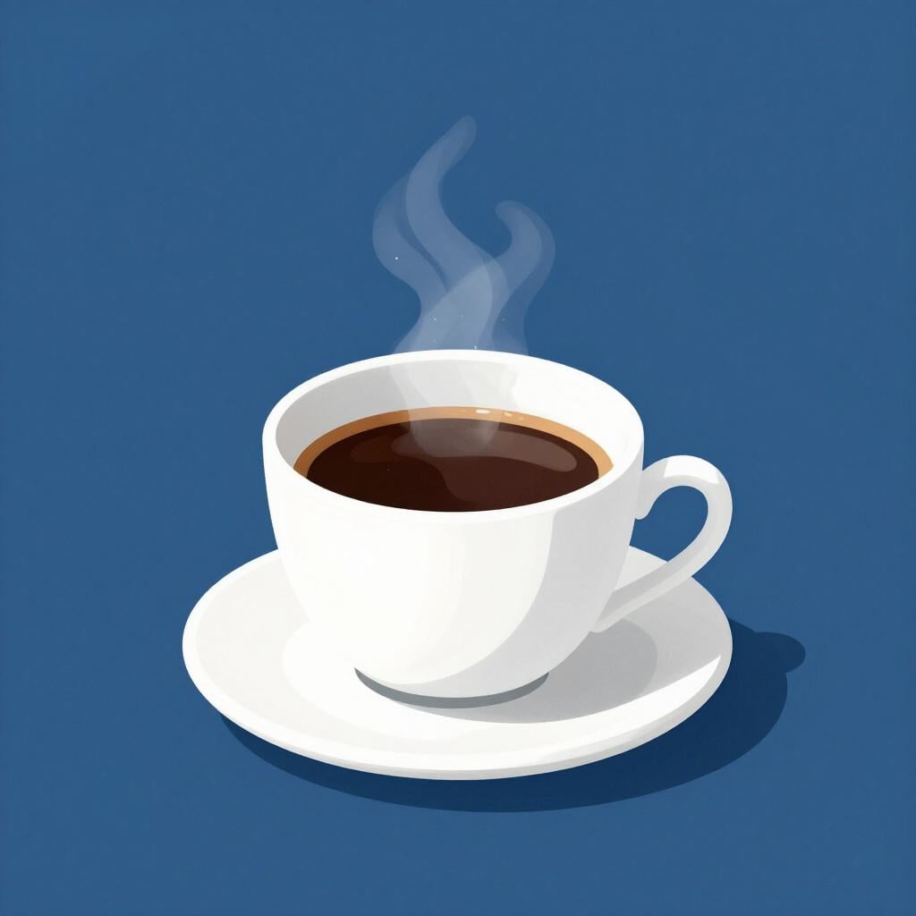 A small white ceramic cup filled with dark black coffee.