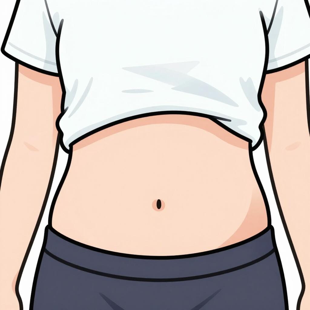 Une illustration simple d'un torse humain montrant la région de l'estomac.