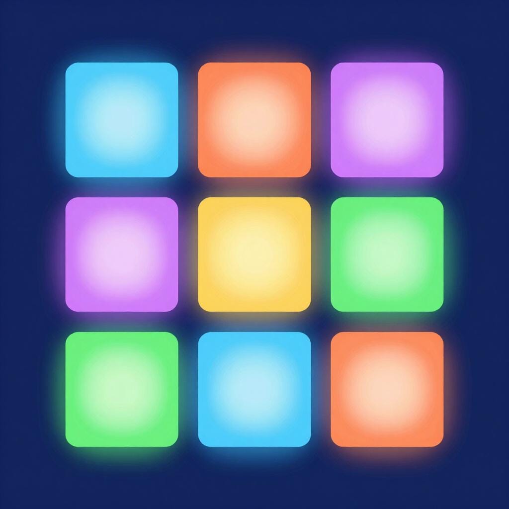 A neat grid of colorful cubes arranged in rows and columns.