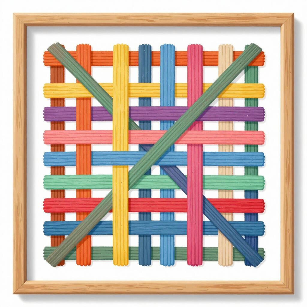 A colorful illustration of different colored threads coming together to form a beautiful, intricate tapestry pattern.