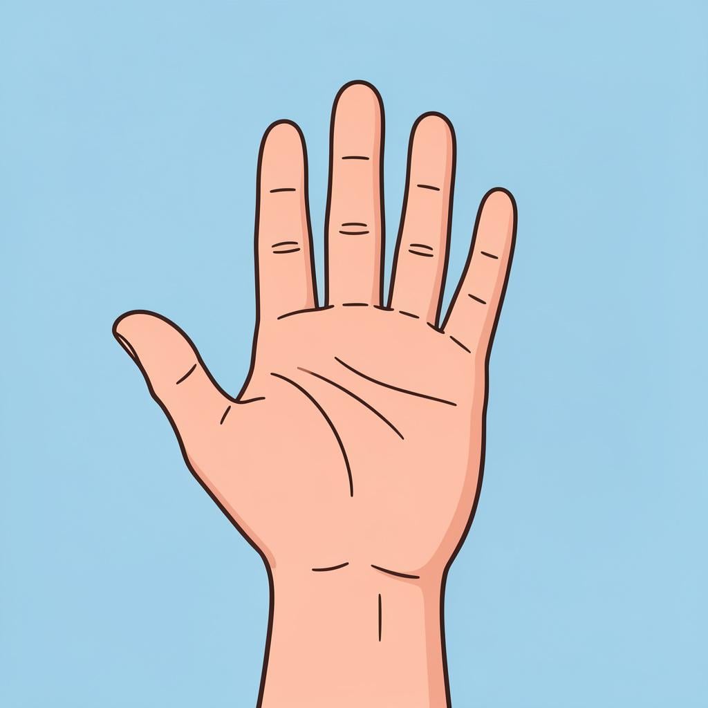 A close-up illustration of an open human hand showing the palm.