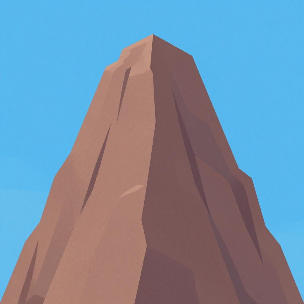 Um pico de montanha maciço e imponente que domina completamente a paisagem sob um céu limpo.