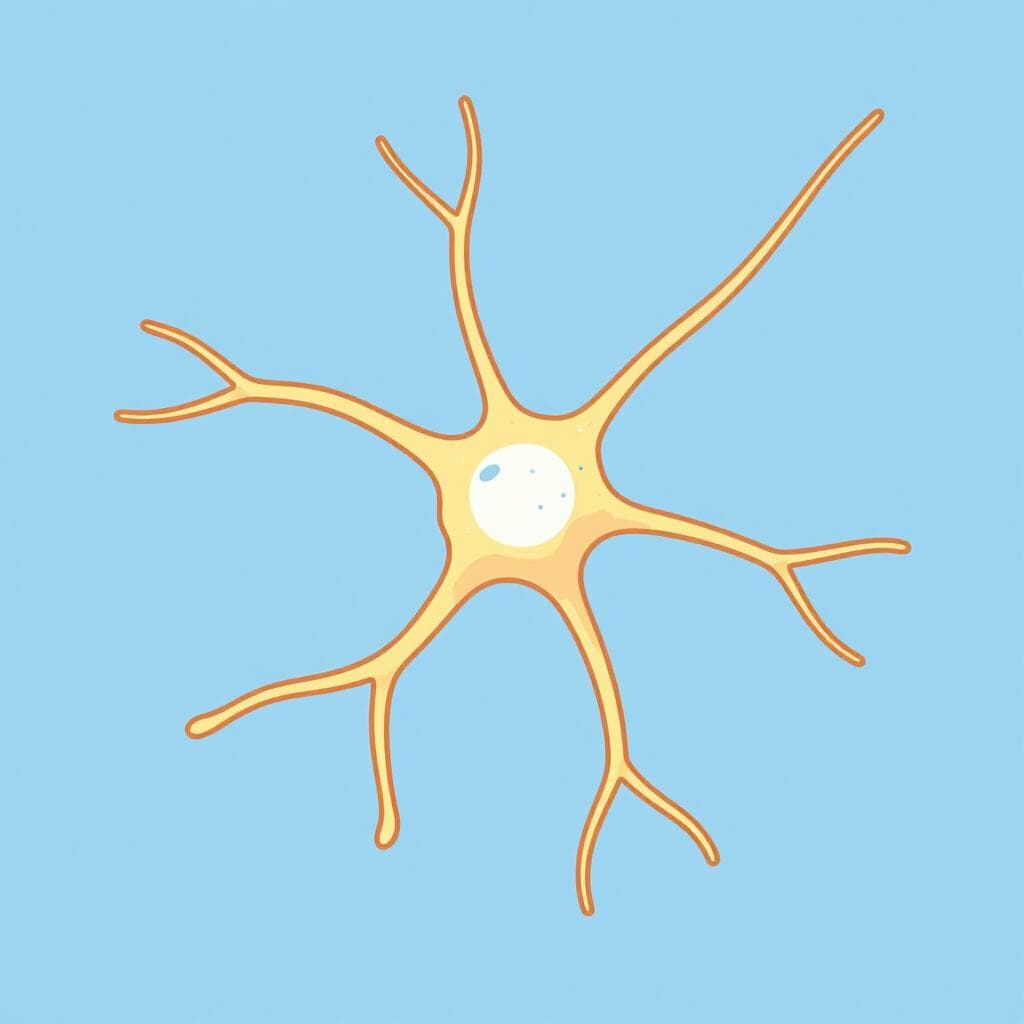 Une illustration colorée d'une seule cellule nerveuse biologique avec sa structure ramifiée distincte.