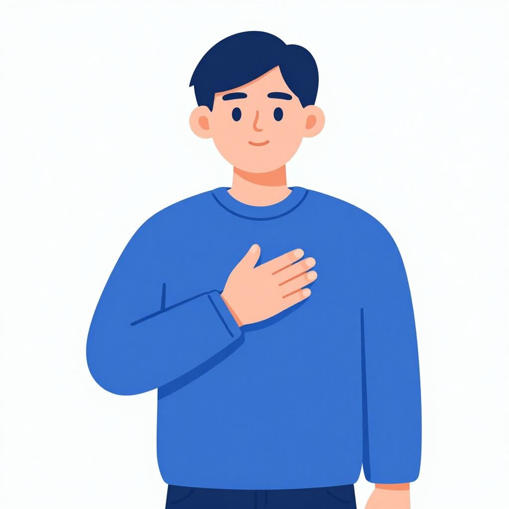 手を胸に当て、誇り高く敬意を表しているように見える人物。