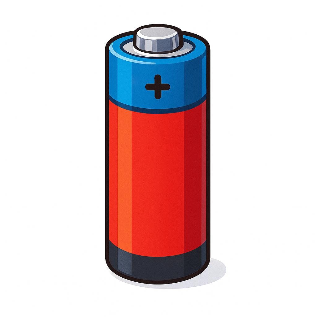A simple illustration of a single cylindrical AA battery standing upright.