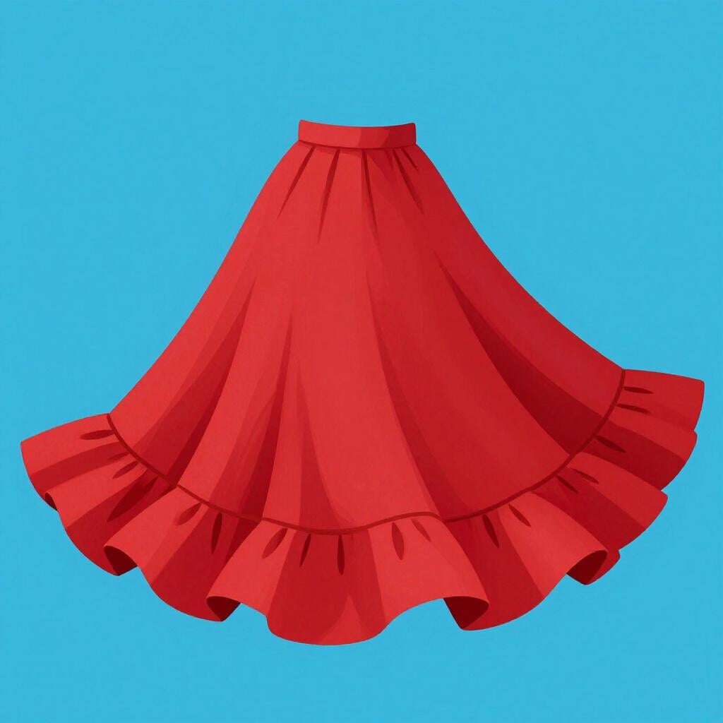 A wide, flowing skirt of a dress spinning to show its full volume.