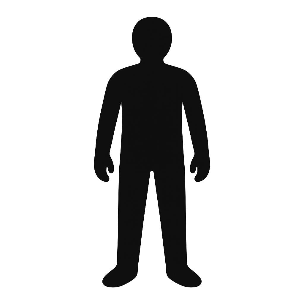 A simple, universal silhouette icon of a standing male figure, often used on restroom doors.