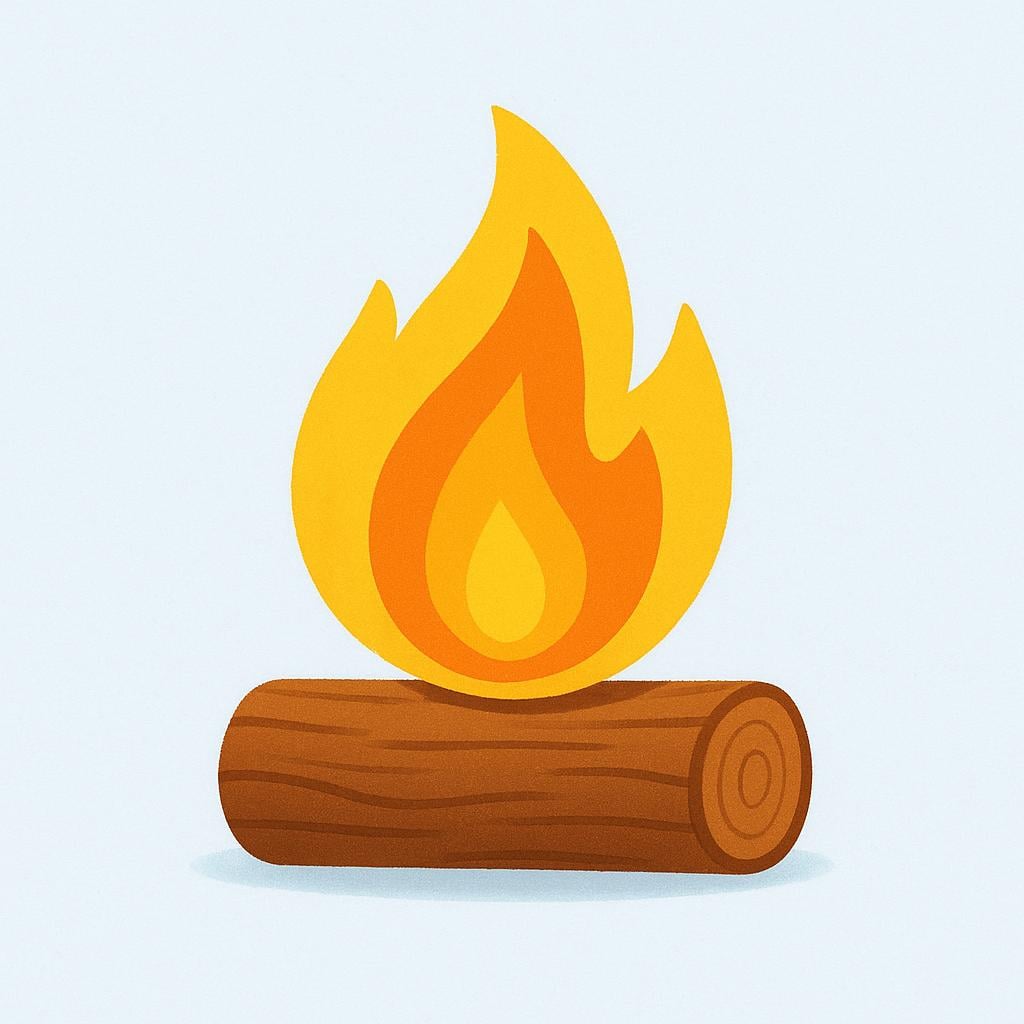 A simple, stylized image of a bright orange and yellow flame burning brightly against a dark background.