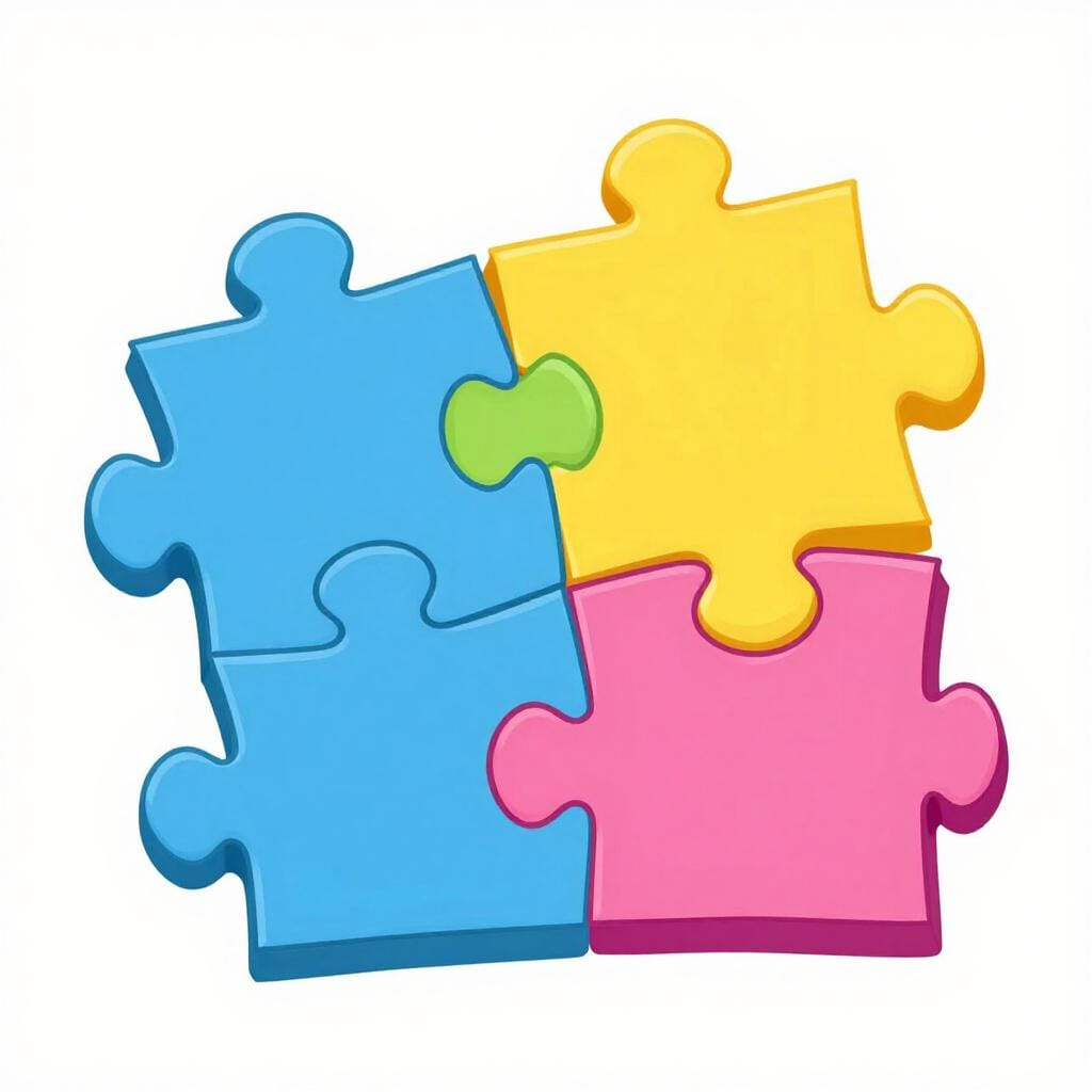 Several colorful puzzle pieces being fitted together perfectly.