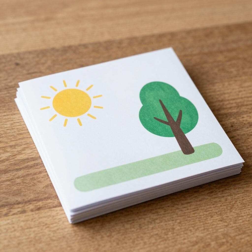 Une pile de papiers imprimés colorés avec des images et des titres, représentant un bulletin d'information.