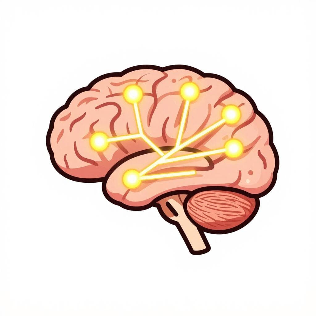Une illustration colorée d'un cerveau humain avec des chemins lumineux représentant les connexions neuronales.