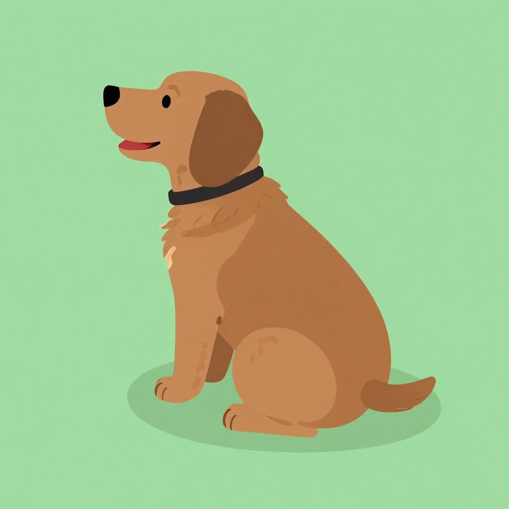 Ein flauschiger brauner Hund wedelt mit seinem langen, pelzigen Schwanz.