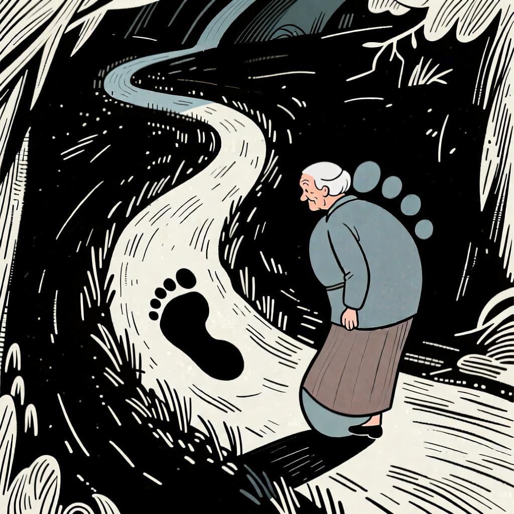 A simple timeline showing a person's journey from baby to old age, representing a lifetime.