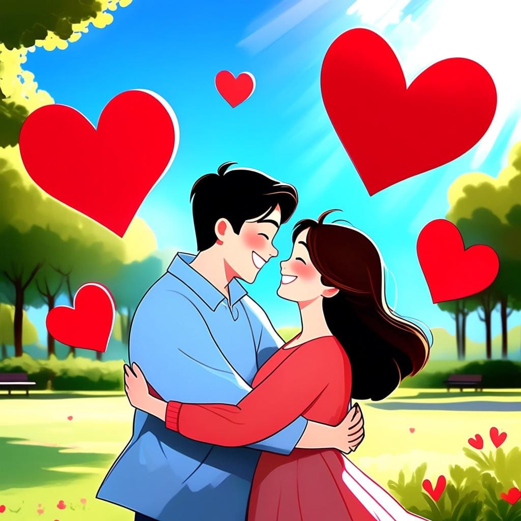 A man and a woman embracing lovingly in a warm, peaceful setting, symbolizing mutual love and affection.