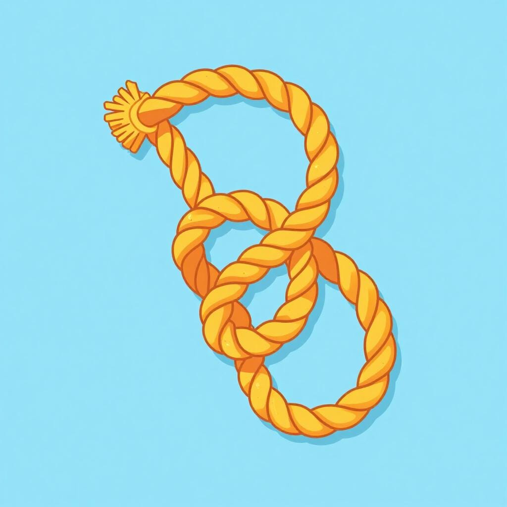 A thick, colorful rope twisted into a tight spiral shape.