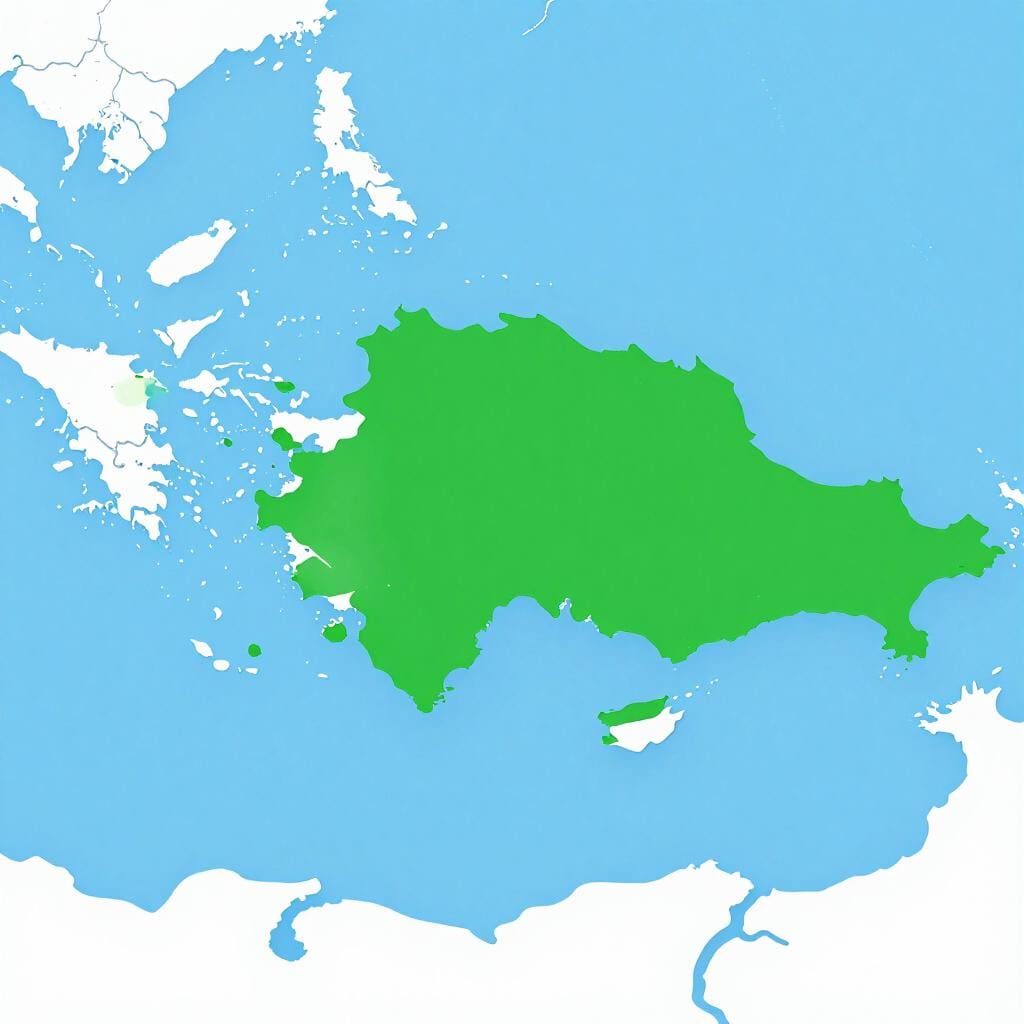 Une silhouette de carte colorée de l'île d'Hispaniola avec le côté de la République Dominicaine mis en évidence en vert vif.