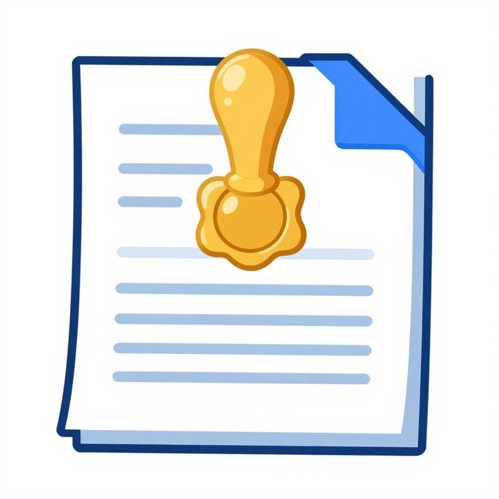 Ein dickes Papierdokument mit einem großen goldenen Wachssiegel und einem blauen Band.