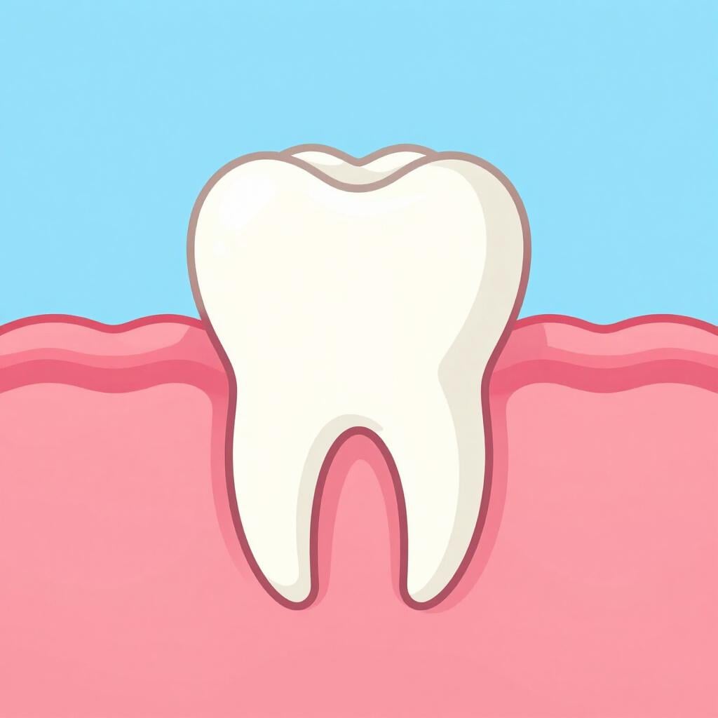 A cross-section of a healthy human tooth showing the root area.