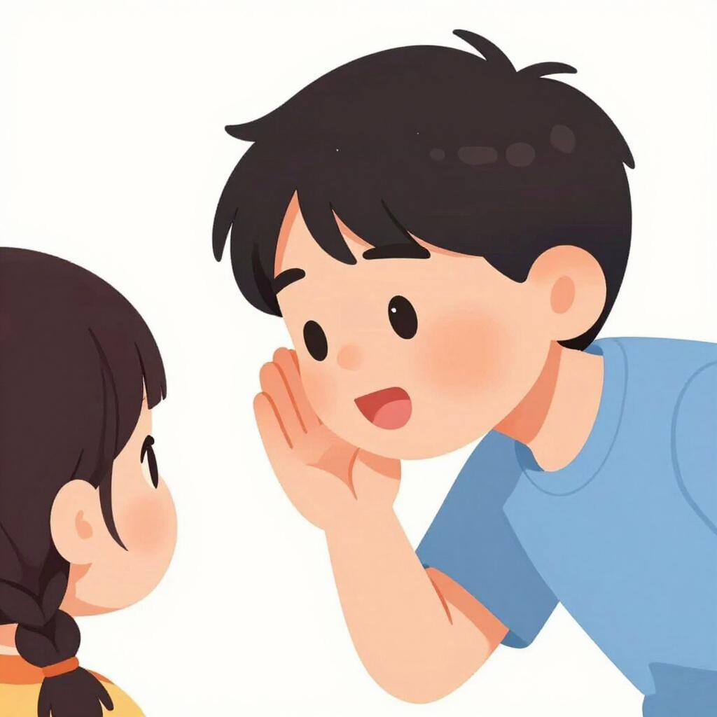 A person with their hand near their mouth, leaning forward to share a secret quietly.