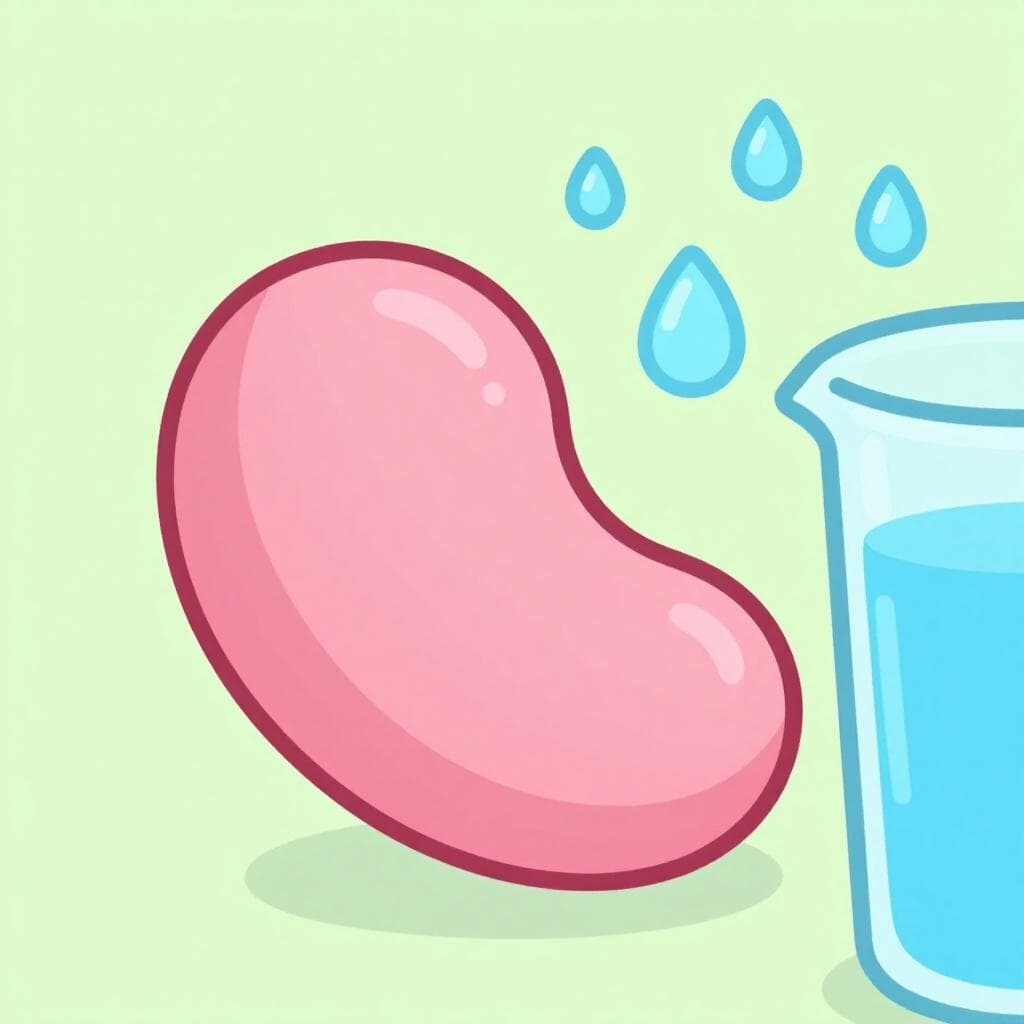 Une illustration médicale simple d'un organe humain stylisé libérant de petites gouttelettes bleues représentant des hormones.