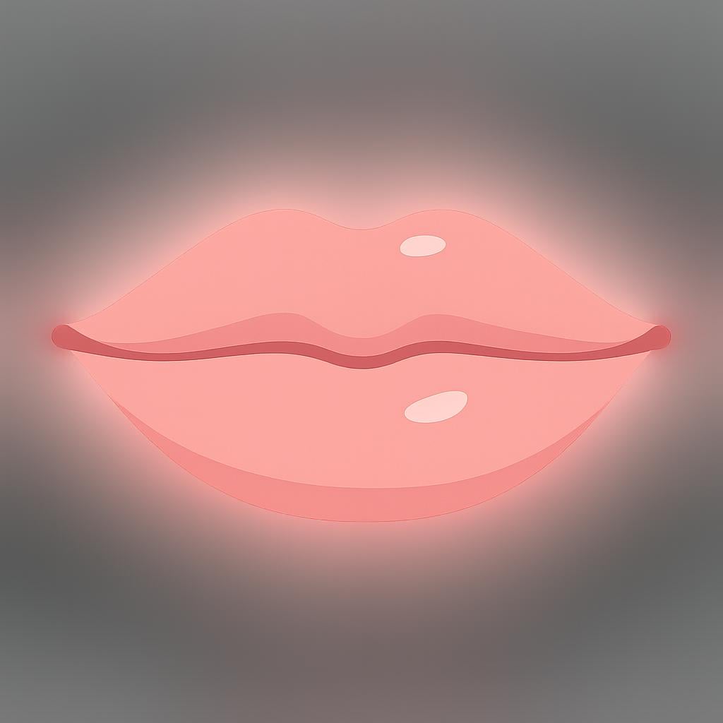 A close-up illustration focusing only on a pair of slightly pink, closed human lips.