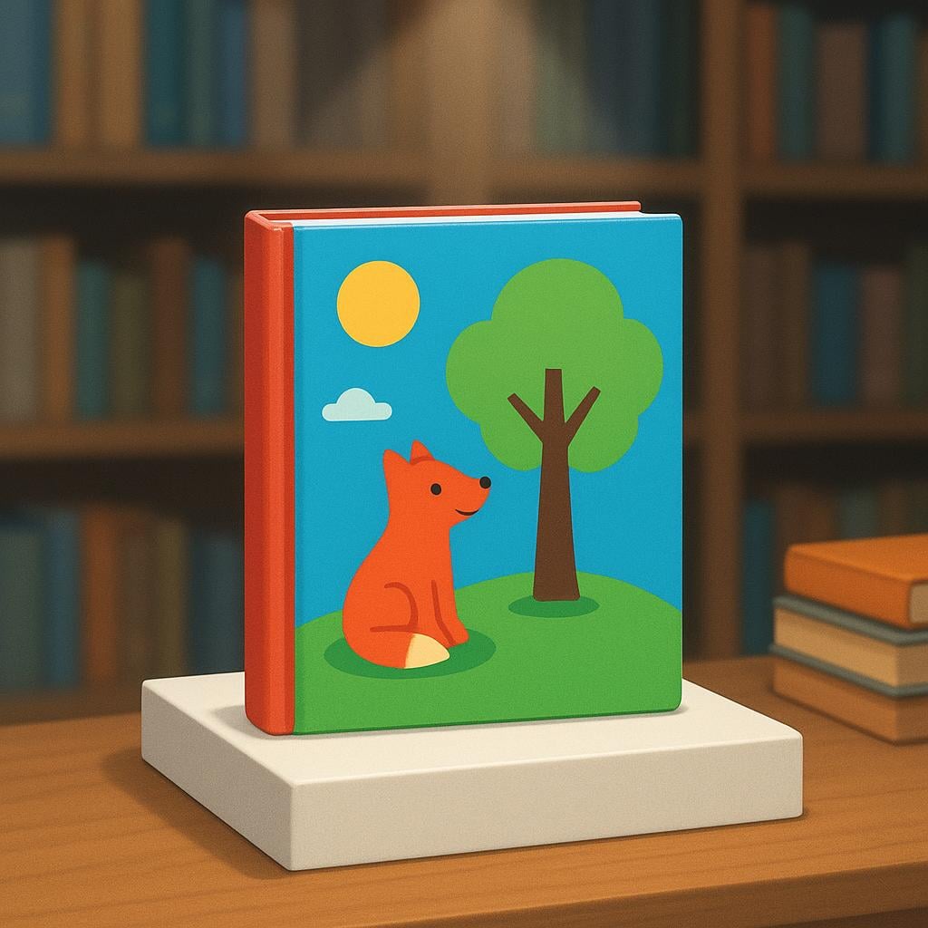 A single new book brightly lit on a display stand, symbolizing its release.