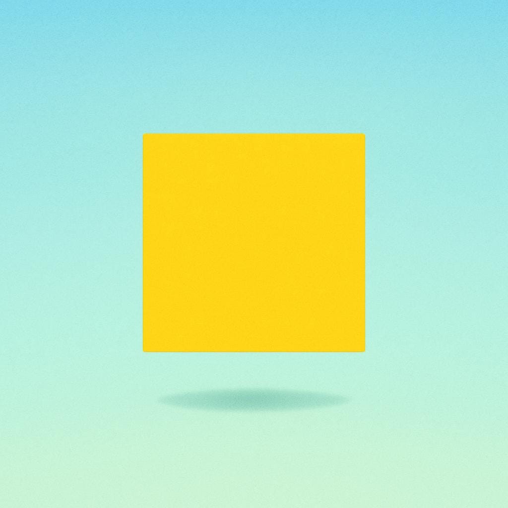 A single, solid yellow geometric square shape.