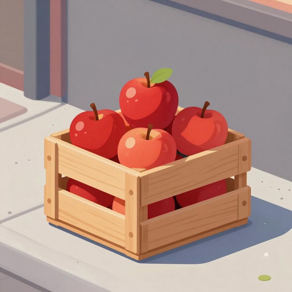 A small handmade fruit stand on a sidewalk without any signs or registers.