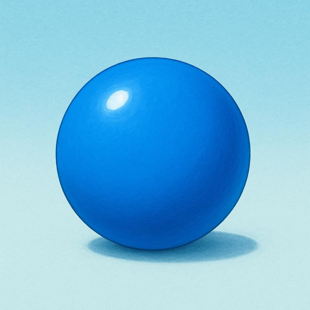 An illustration of a single, perfectly smooth, unbroken blue sphere resting on a flat surface, representing a state of wholeness and completeness.