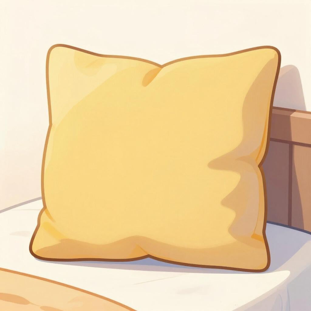 A large, plush square pillow sitting neatly on a bed in front of smaller pillows.