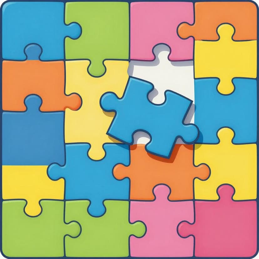 Un pezzo di puzzle colorato che si inserisce in uno spazio corrispondente in un puzzle più grande.