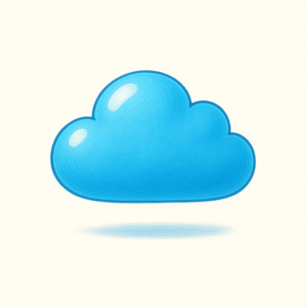 A single, bright blue, cloud-shaped speech bubble floating in the air against a simple, neutral background, symbolizing a word.