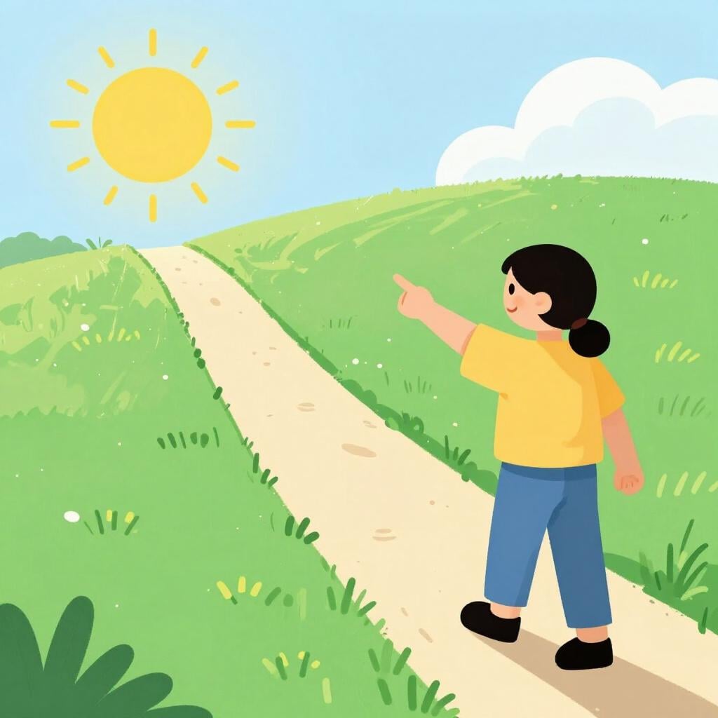 A person gently guiding another person toward a bright, sunlit path.