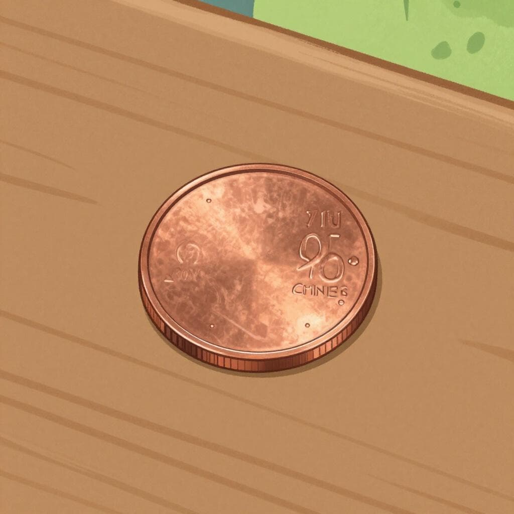 Une pièce unique de couleur cuivre, lisse et légèrement bombée, posée sur un fond neutre.