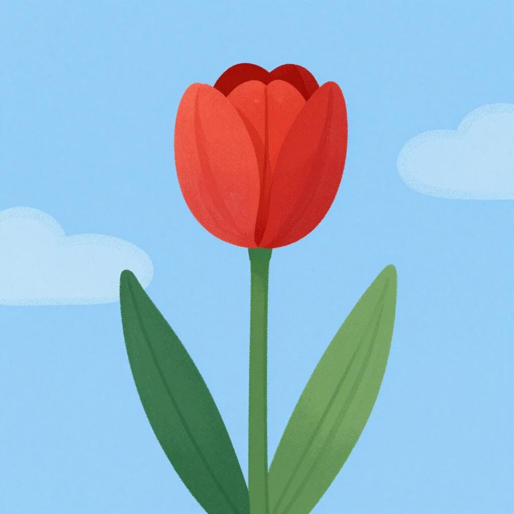 Un tulipano rosso brillante in un campo, che rappresenta un simbolo comune dei Paesi Bassi.