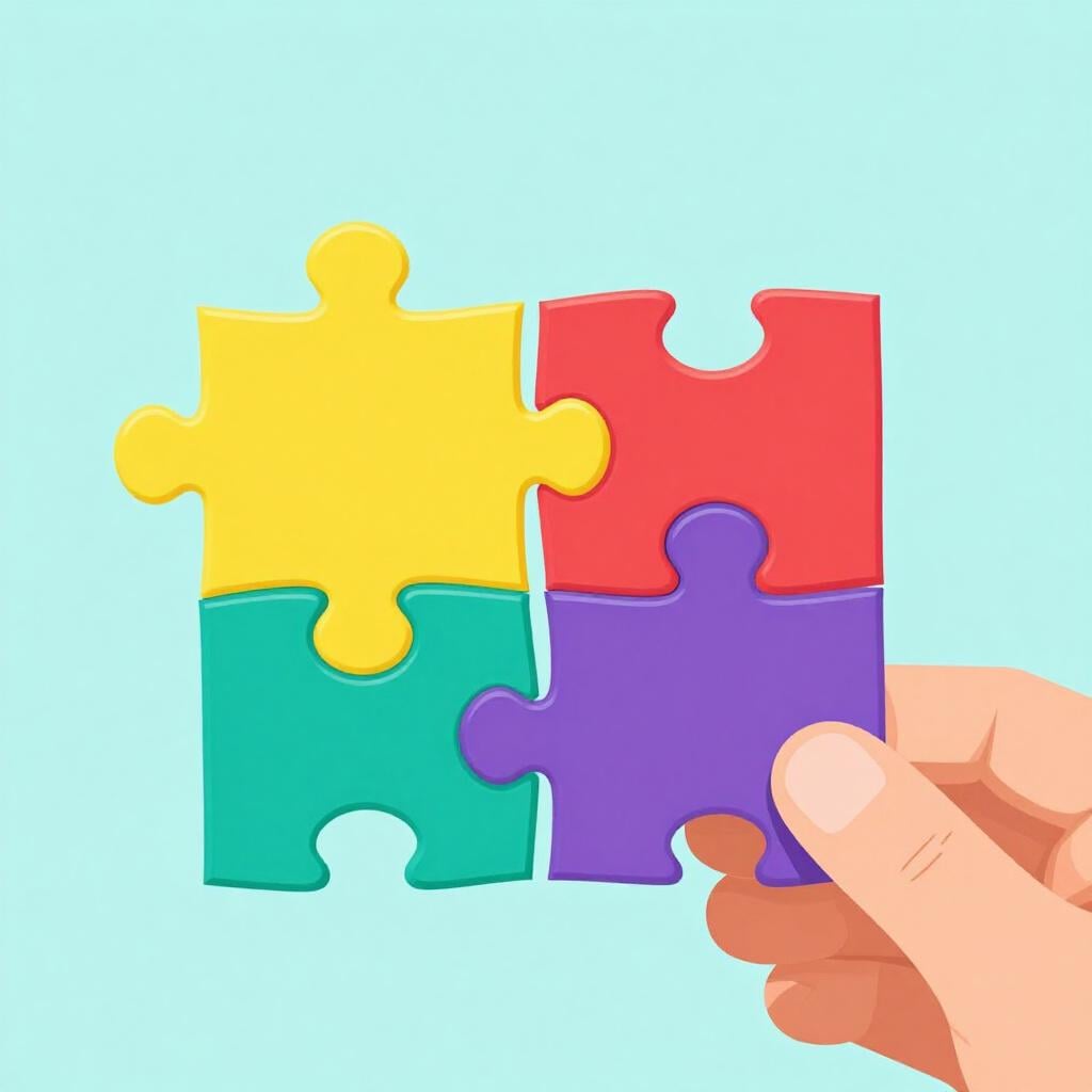 Two puzzle pieces fitting perfectly together to connect two separate sections.