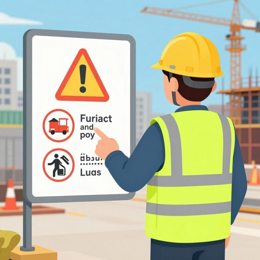 A person wearing a safety helmet and a bright yellow vest while working.