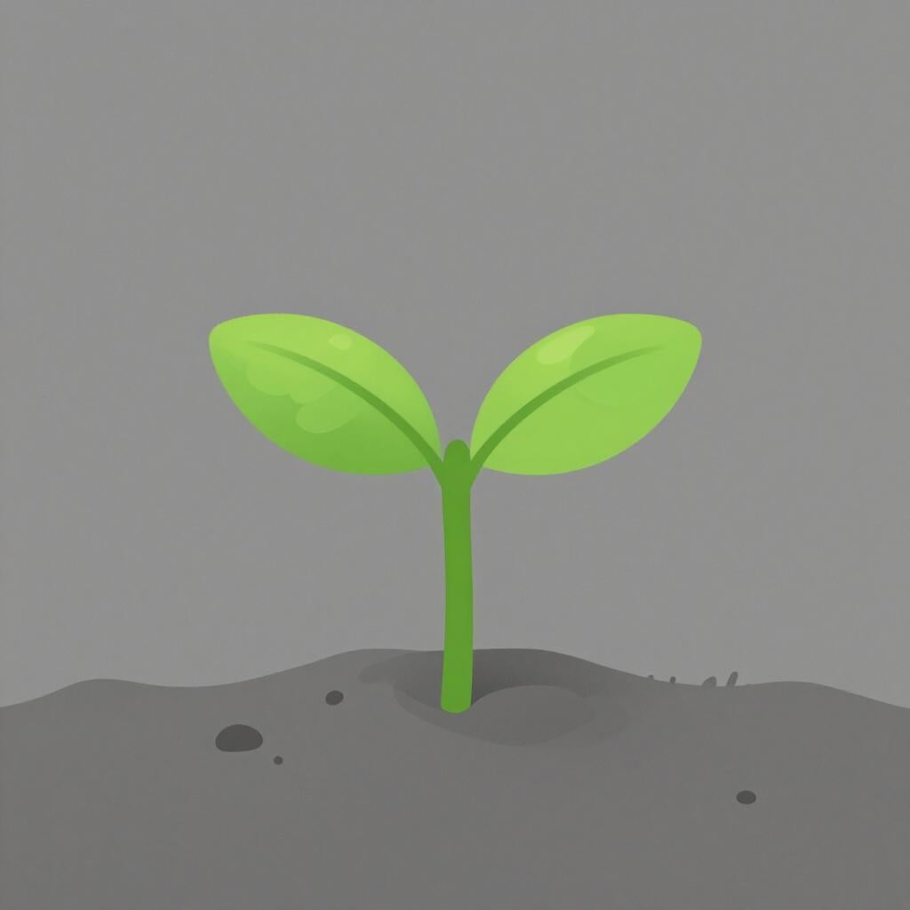 Eine leuchtend grüne, gesunde Pflanze, die durch einen kleinen Riss in einer dunklen, trockenen Einöde wächst.