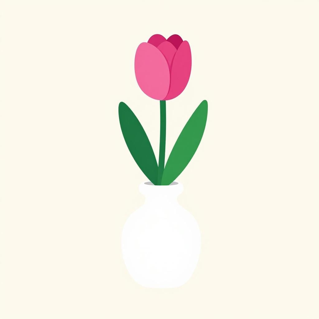 A single pink tulip flower standing in a simple vase.